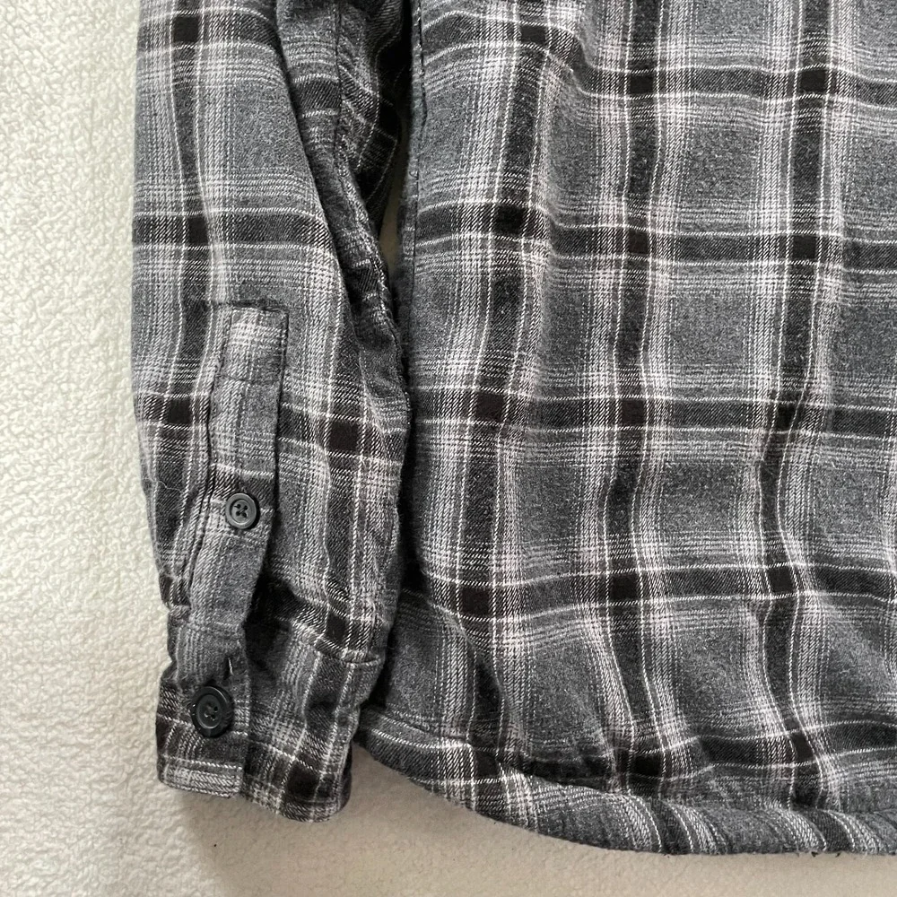 Roebuck & Co‎ Mens Shirt Jacket S Grey Plaid Sherpa Lined Flannel 4894263091662